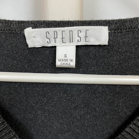 Grey Long Sleeve V-Neck Sweater With Zipper Small - Picture 4 of 7